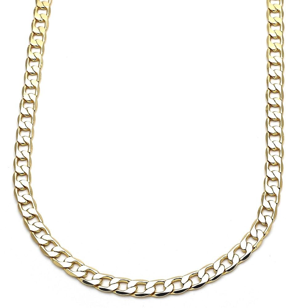 Gold Filled 24" Basic Necklace Curb Design Polished Golden Tone