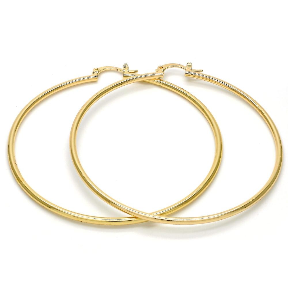 Gold Filled 5mmX60mm Hoop Earrings Golden Tone