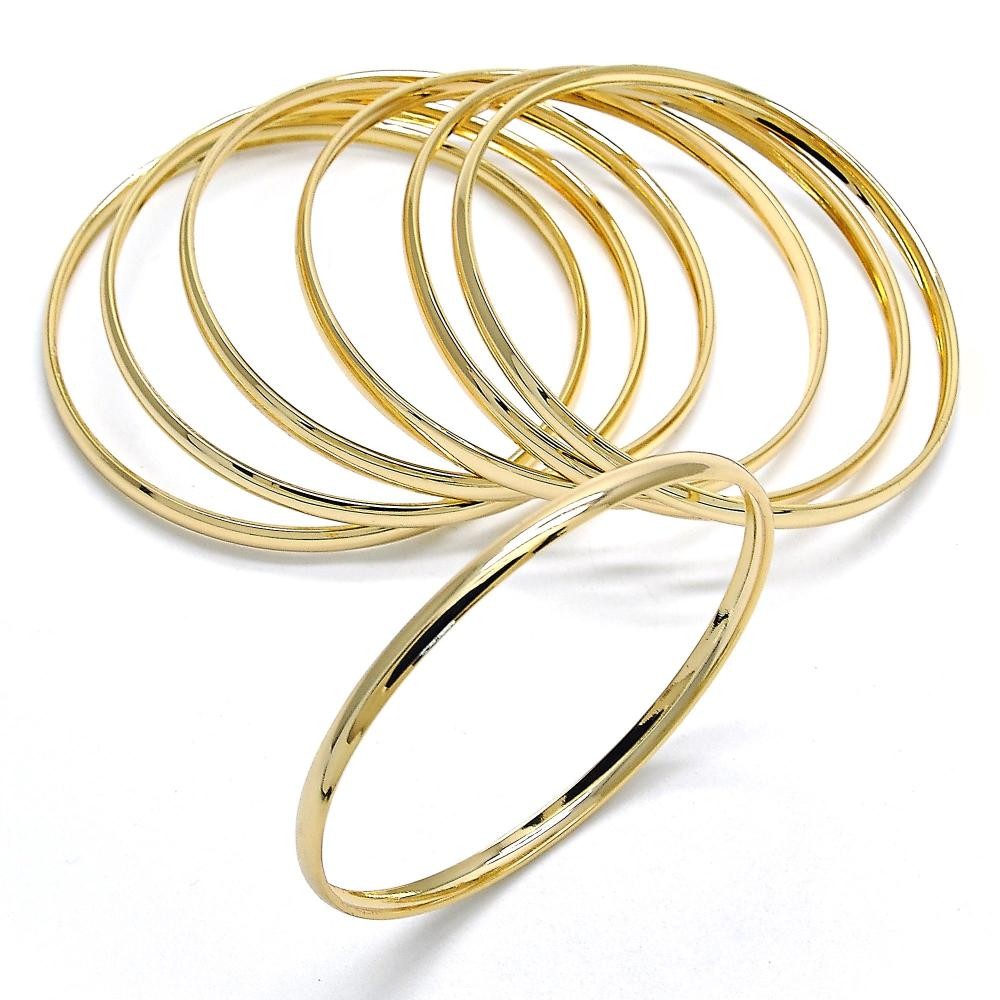 Gold Filled Semanario Bangle Polished Golden Finish 04 MM Thickness Size 5, 2.50 Diameter