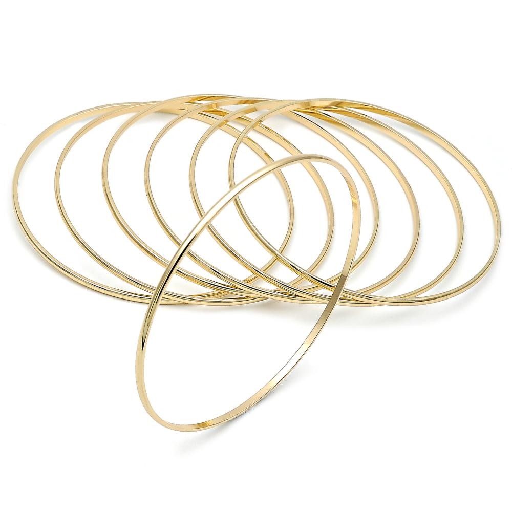 Gold Filled Semanario Bangle Polished Golden Finish 02 MM Thickness Size 6, 2.75 Diameter