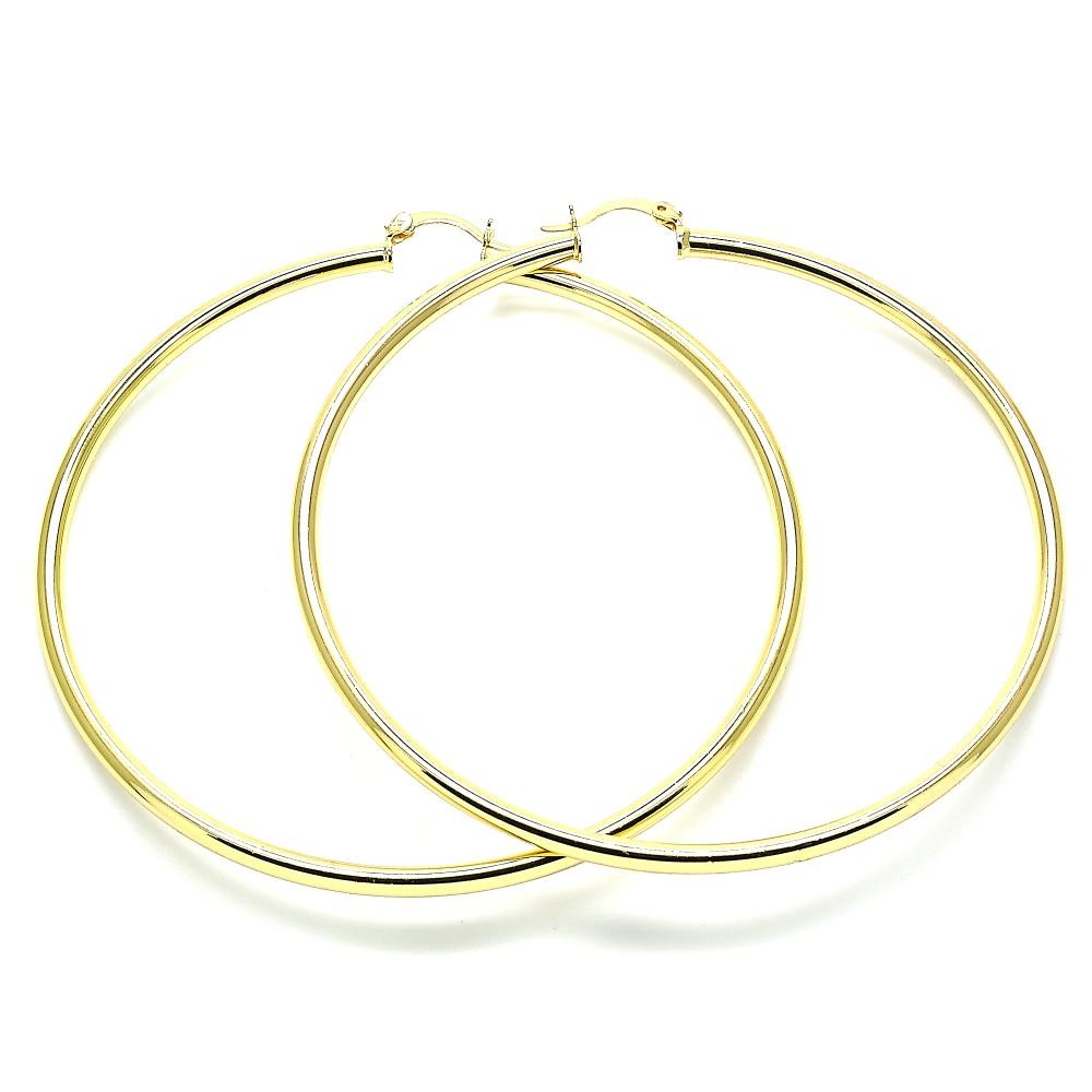 Gold Filled 5x80mm Extra Large Hoop Polished Finish Golden Tone