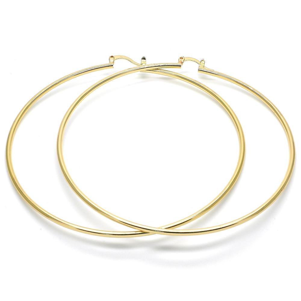 Gold Filled 2x80mm Extra Large Hoop Earrings Polished Finish Golden Tone
