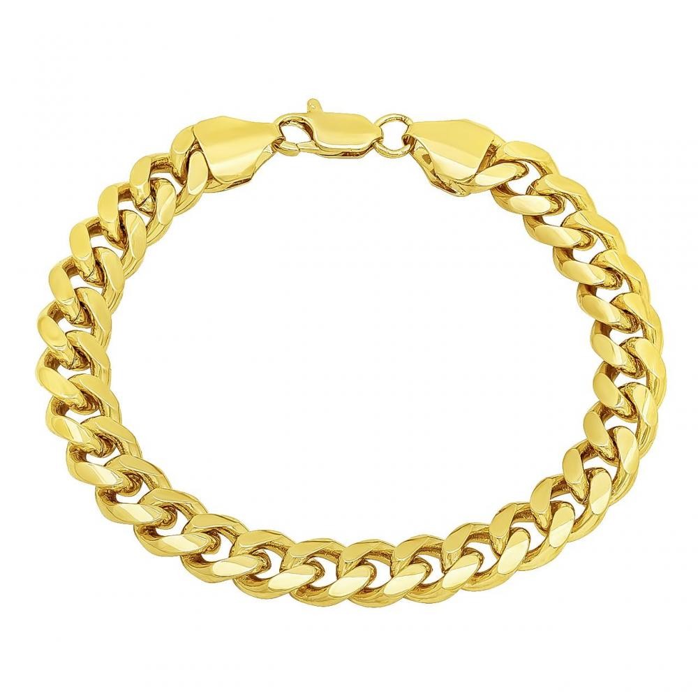 Gold Filled 9 Inches Basic Bracelet Miami Cuban Design Polished Finish Golden Tone