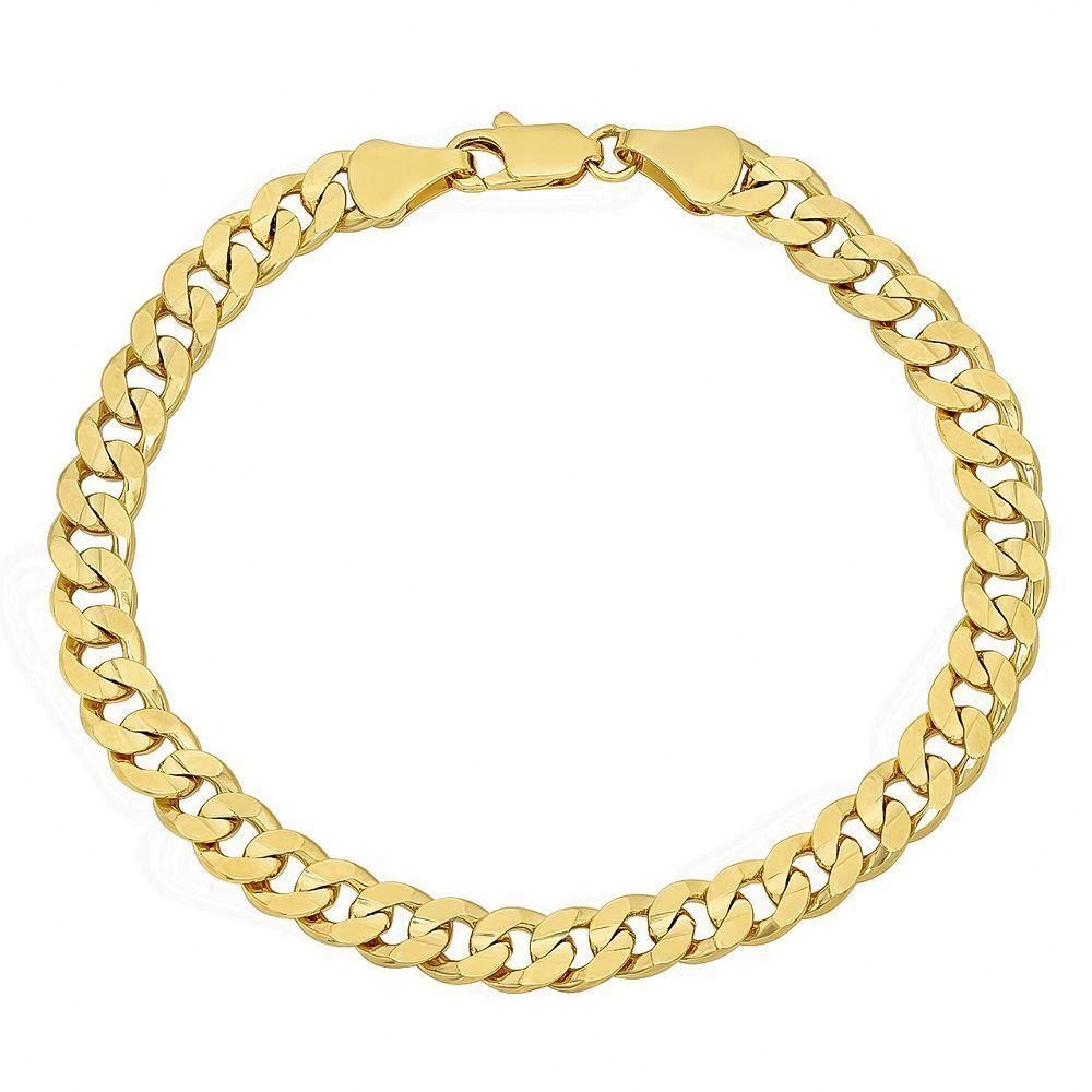 Gold Filled 8 Inches Basic Bracelet Miami Cuban Design Polished Finish Golden Tone