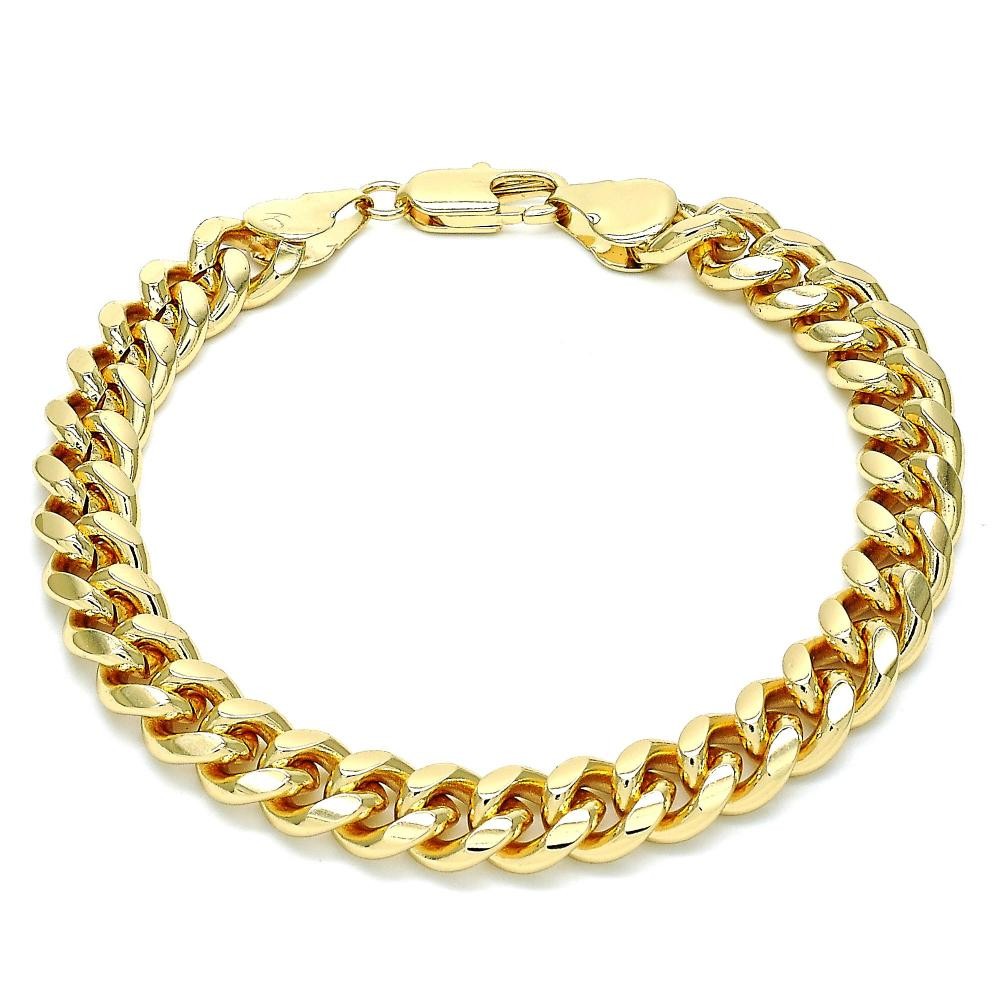 Gold Filled 8 Inches Basic Bracelet Miami Cuban Design Polished Finish Golden Tone