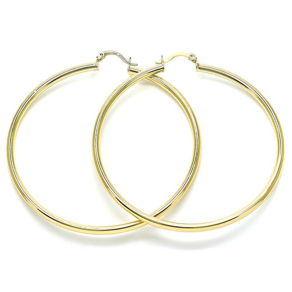 Gold Filled 5x70mm Extra Large Hoop Polished Finish Golden Tone