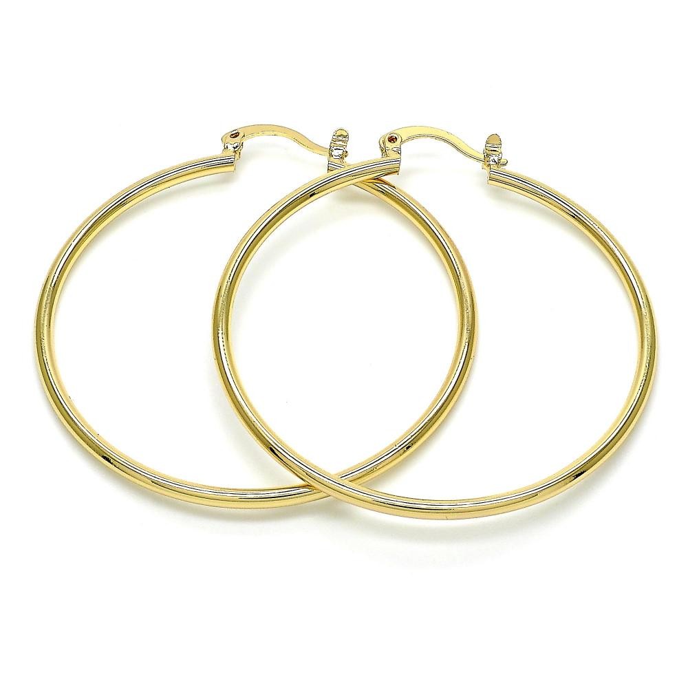 Gold Filled Hoop Earrings 2mmX40mm Golden Tone