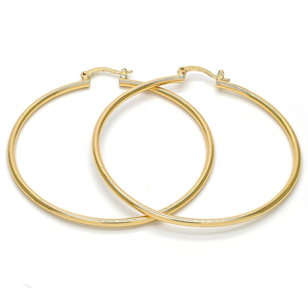 Gold Filled 5mmX50mm Hoop Earrings Golden Tone