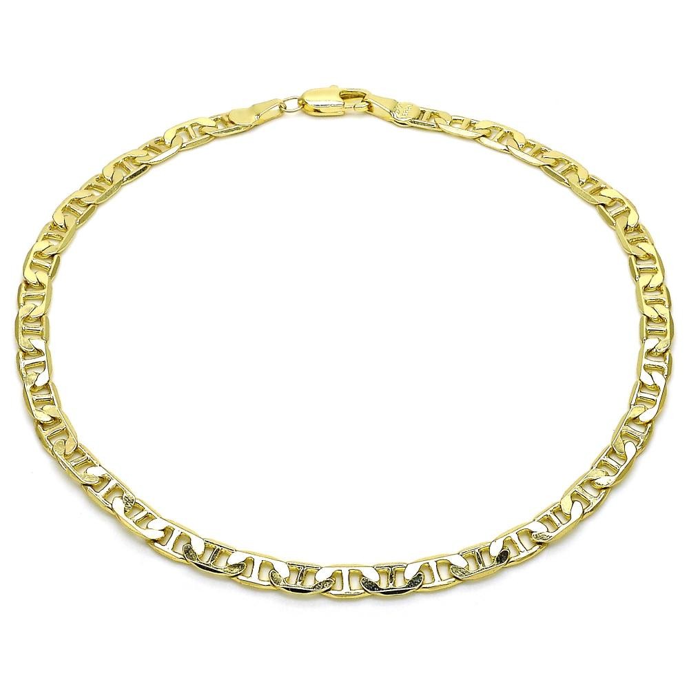 Gold Filled Anklet Mariner and Mariner Design Polished Golden Finish 100 Gauge 4 MM Thickness 10 Inches Length