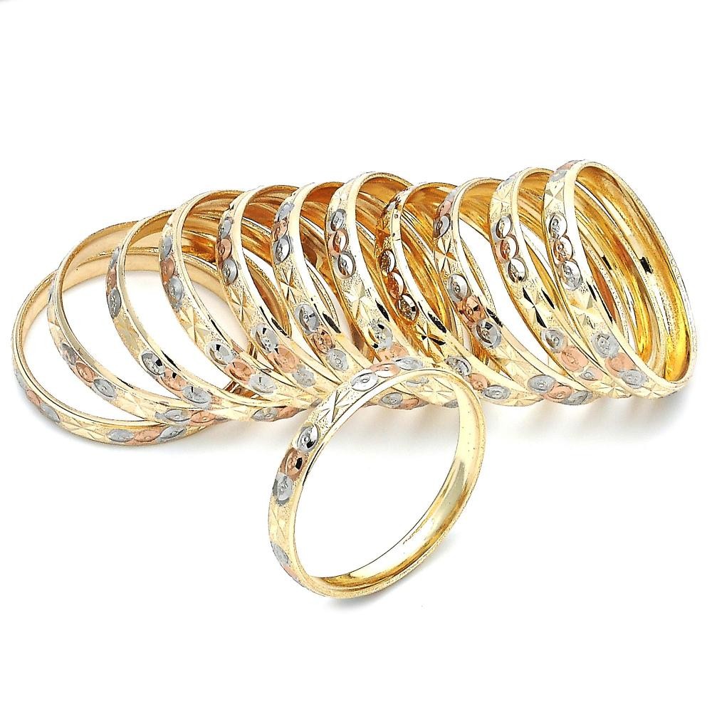 Gold Filled Dozen Bangles Tri Tone Size 1 - 1.50 Diameter