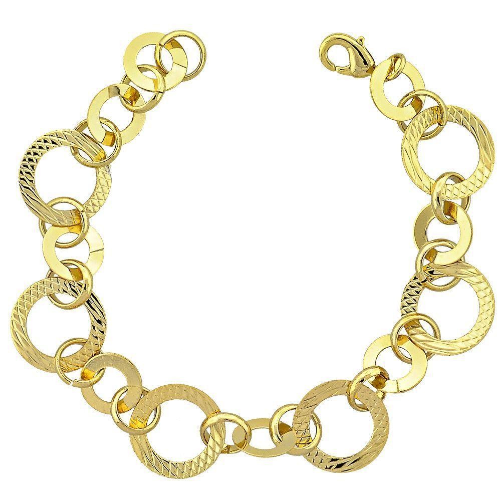 Gold Filled Fancy Link Bracelet Golden Tone