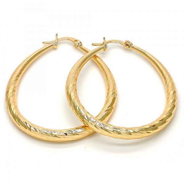 Gold Filled Gold Tone Large Hoop Teardrop and Hollow Design 40 Millimeters
