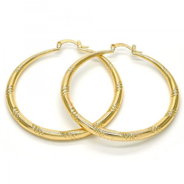 Gold Filled Gold Tone Large Hollow Design Hoop Earrings 50 Millimeters