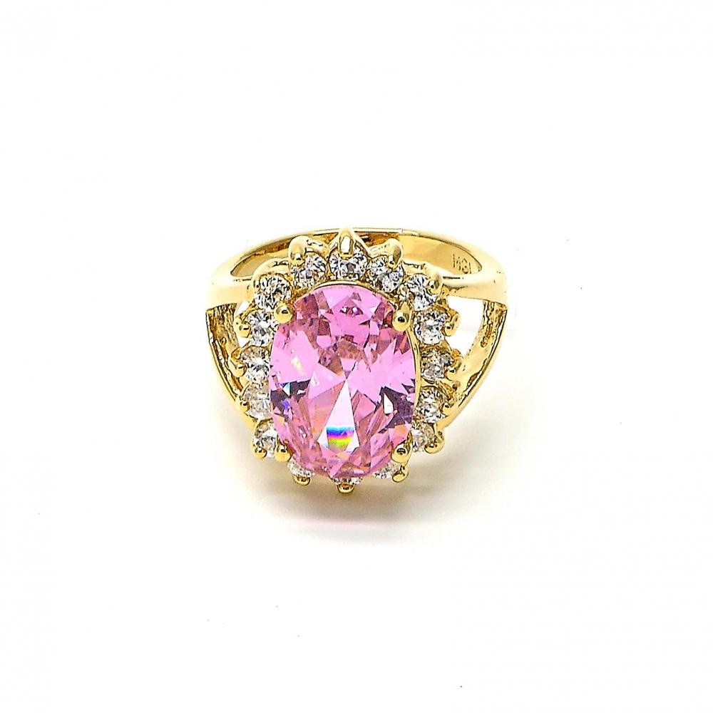Gold Filled Multi Stone Ring Cluster Design With Cubic Zirconia Golden Tone