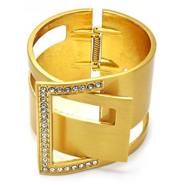 Gold Filled Bangle With White Crystal Golden Tone 60 MM Thickness (One size fits all)