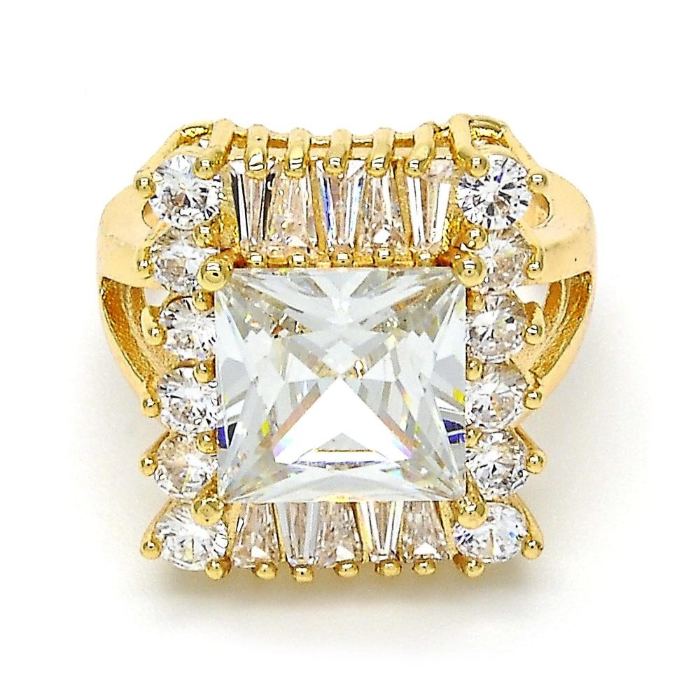 Gold Filled Multi Stone Ring With White Cubic Zirconia Golden Tone