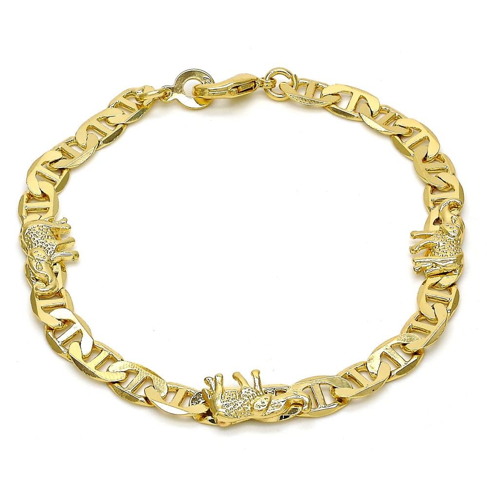 Gold Filled Fancy Bracelet Elephant and Mariner Design Polished Finish Golden Tone