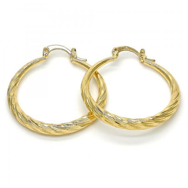 Gold Filled Gold Tone  Medium Hollow Design Hoop Earrings 30 Millimeters