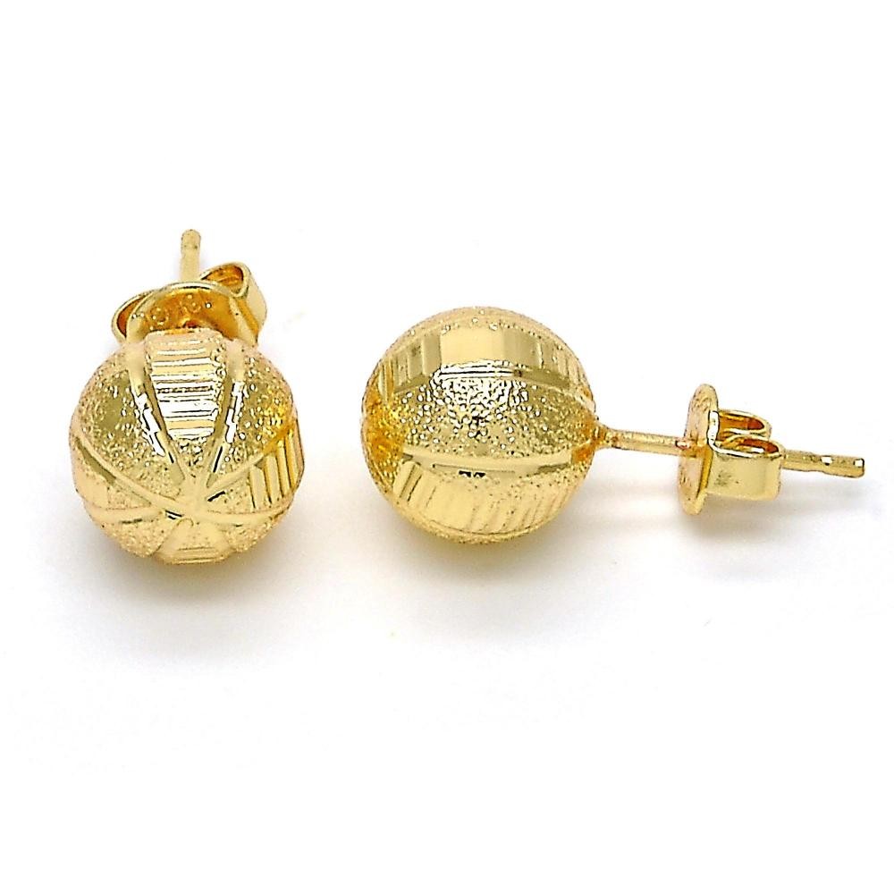Gold Filled Stud Earrings Matte Finish Golden Tone