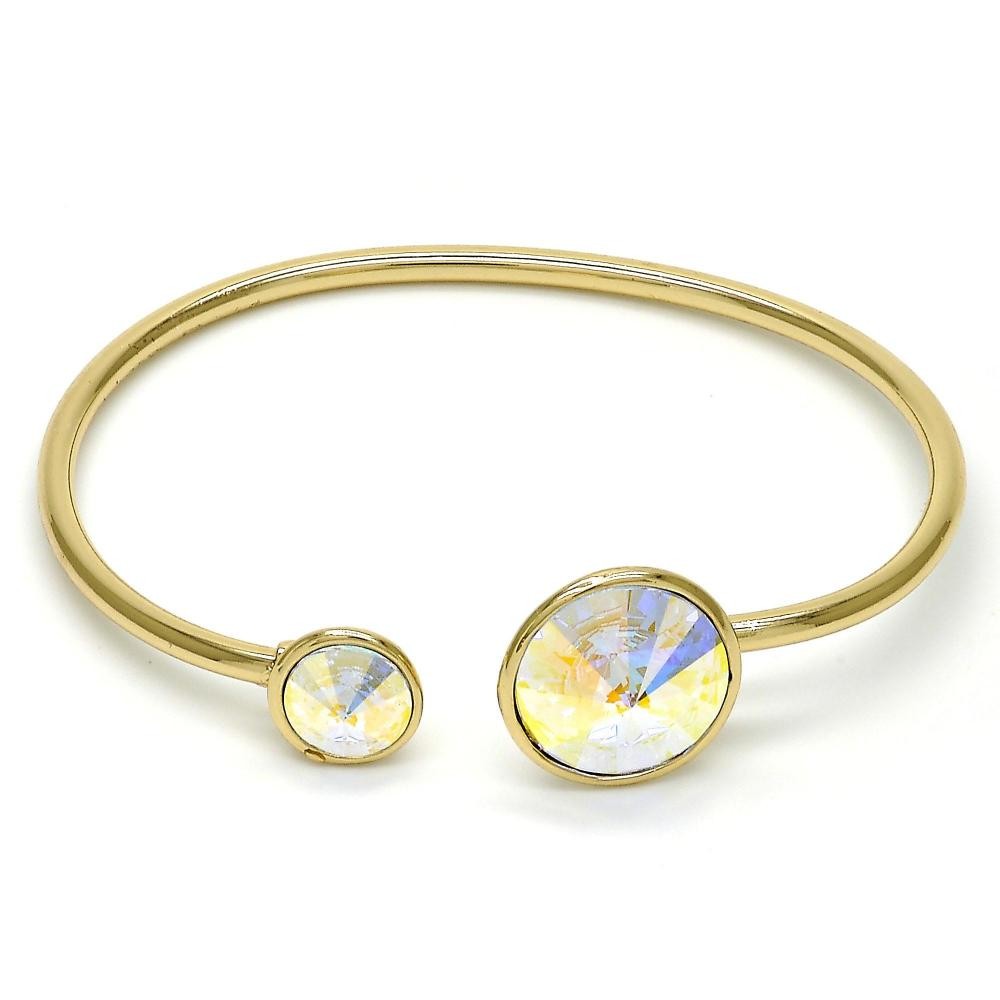 Gold Filled Individual Bangle With Swarovski Crystals Gold Tone
