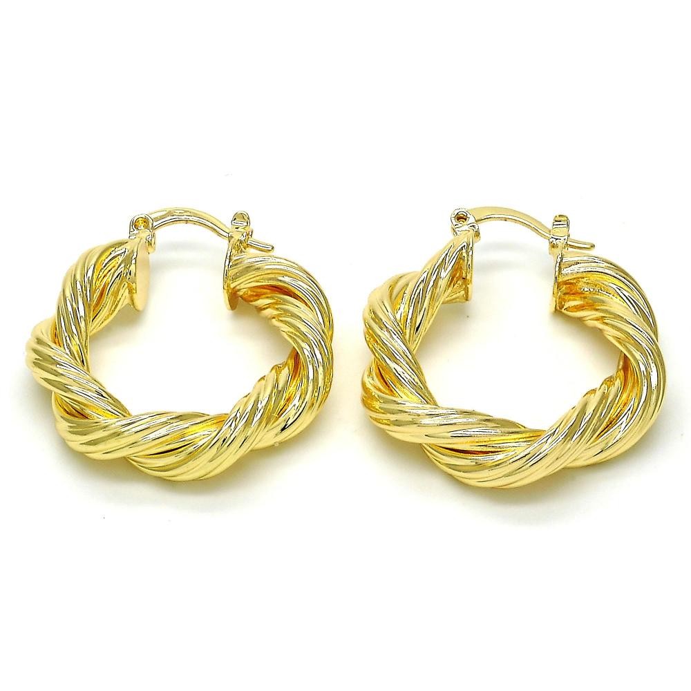 Gold Filled Medium Hoop Twist Design Golden Tone 30MM