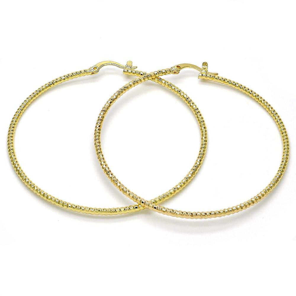 Gold Filled 60mm Medium Hoop Earrings Golden Tone