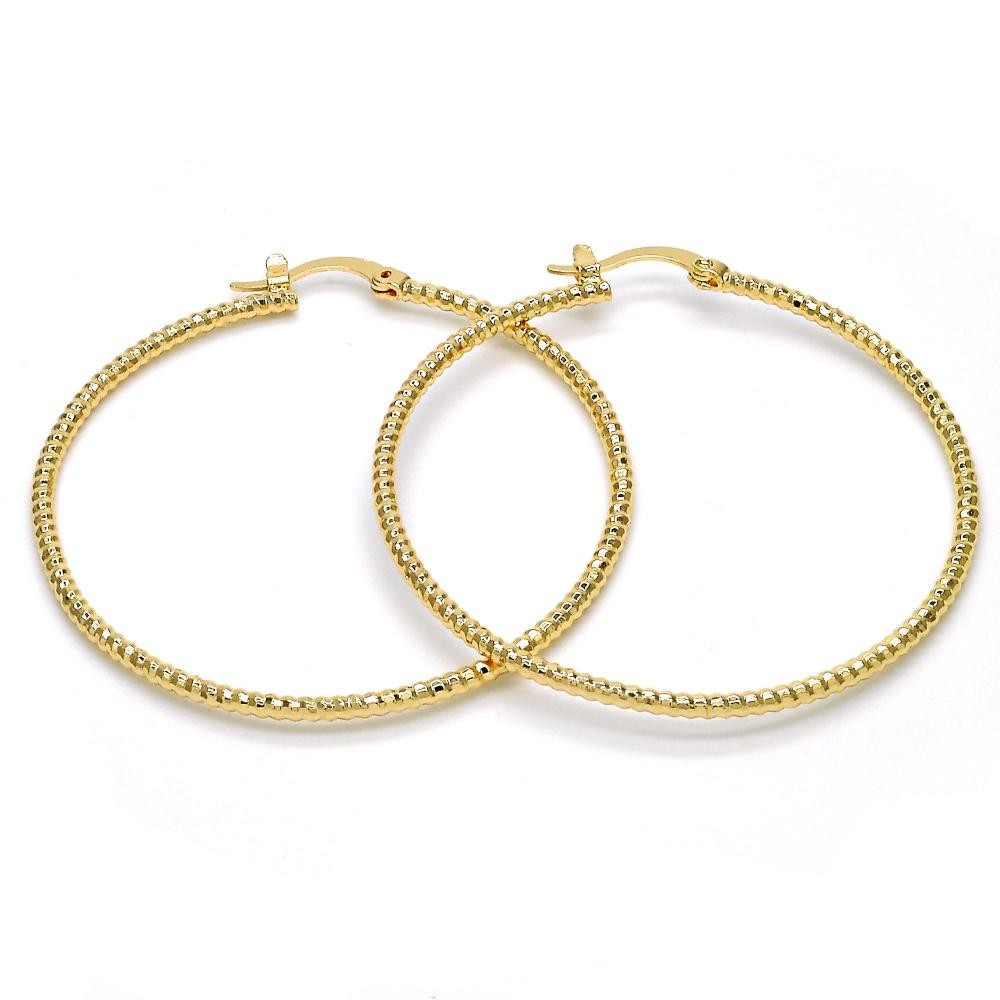 Gold Filled 50mm Medium Hoop Earrings Golden Tone