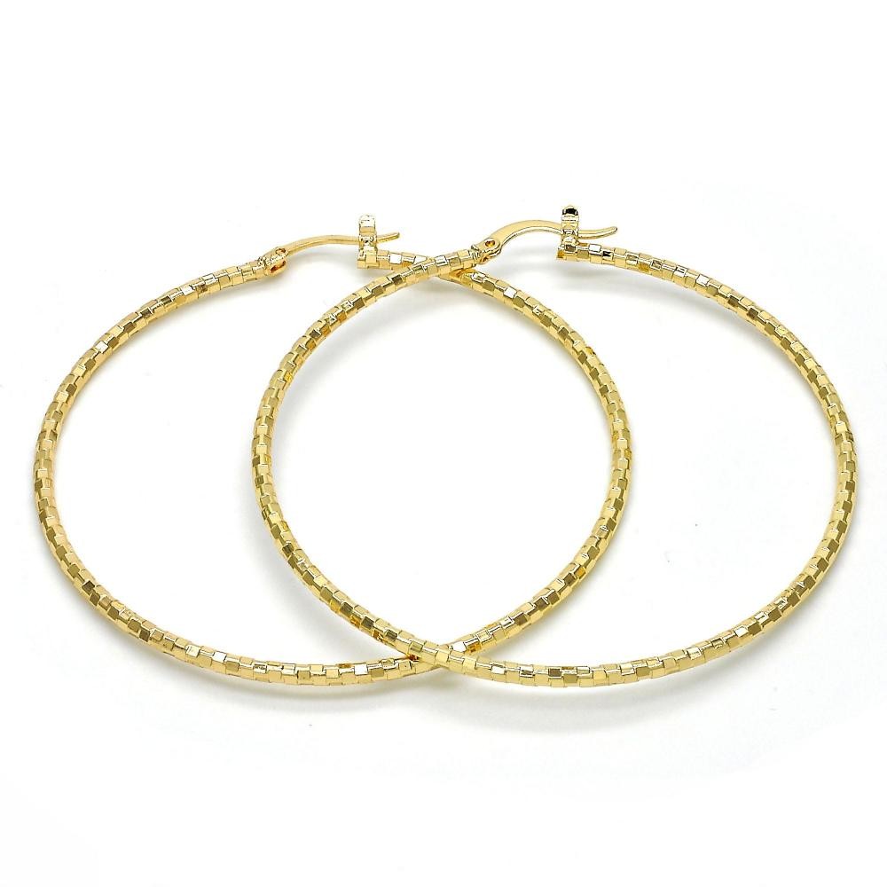 Gold Filled 60mm Medium Hoop Earrings Golden Tone