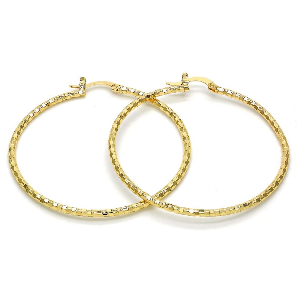 Gold Filled 50mm Medium Hoop Earrings Golden Tone