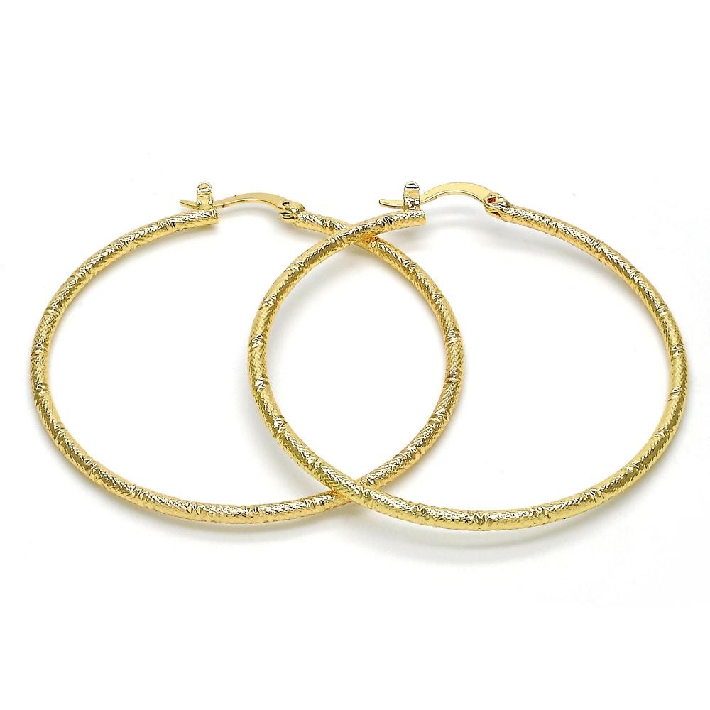 Gold Filled 50mm Medium Hoop Earrings Golden Tone