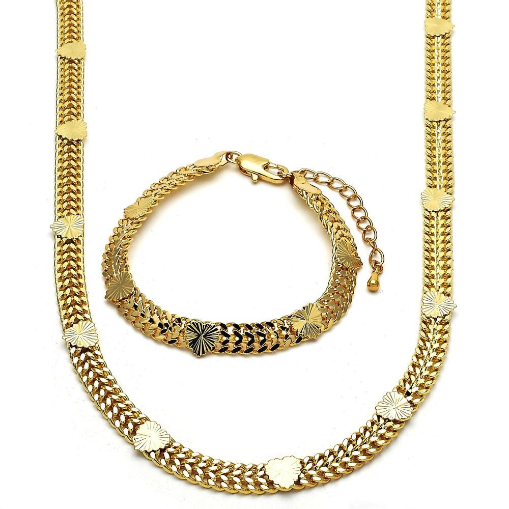 Gold Filled Necklace and Bracelet Heart Design Polished Finish Golden Tone