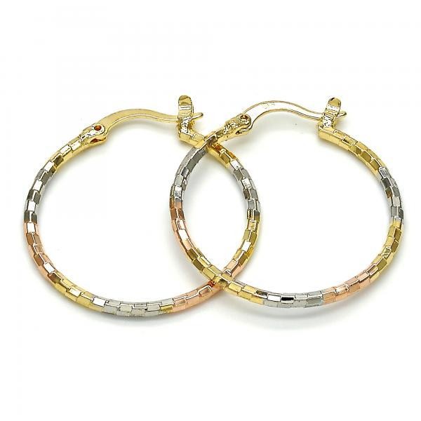 Gold Filled Tri Tone Medium Hoop Earrings 70 Millimeters