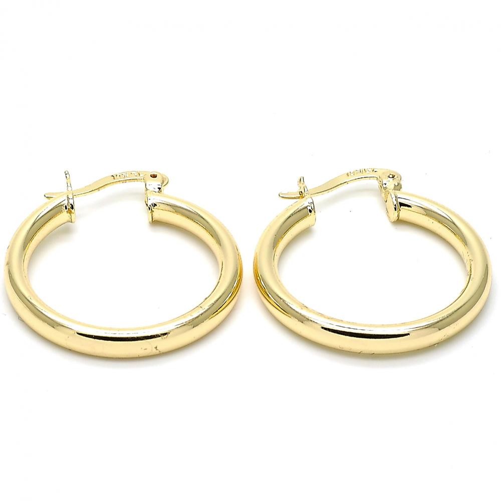 Gold Filled 3mmX25mm Small Hoop Earrings Polished Finish Golden Tone