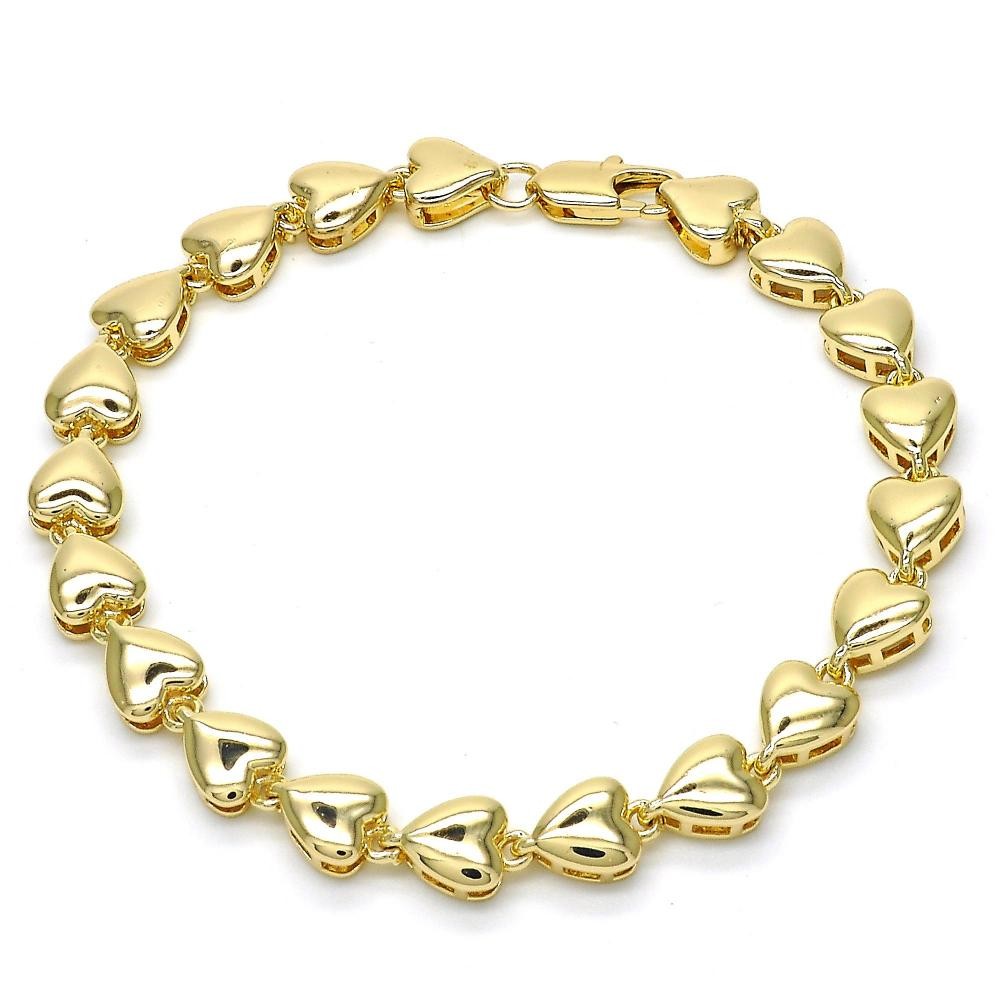 Gold Filled Fancy Bracelet Heart Design Polished Finish Golden Tone