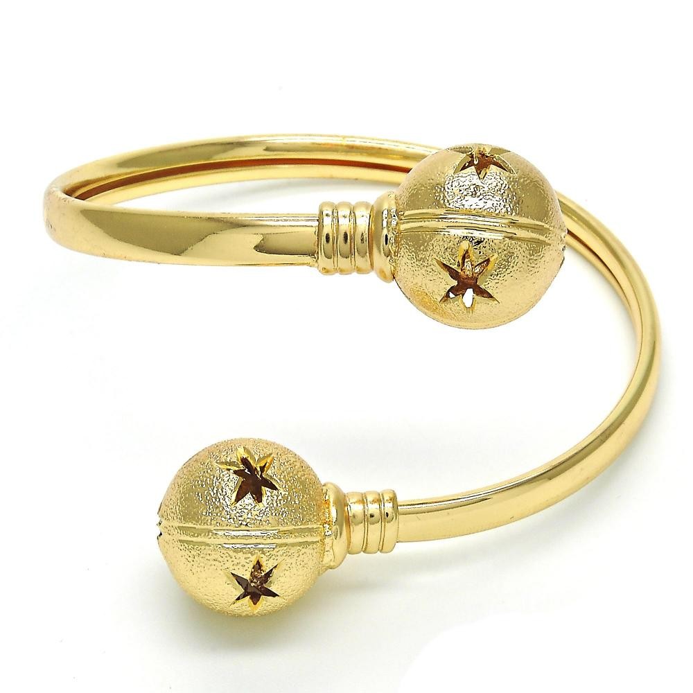 Gold Filled Individual Bangle Ball and Hollow Design Gold Tone