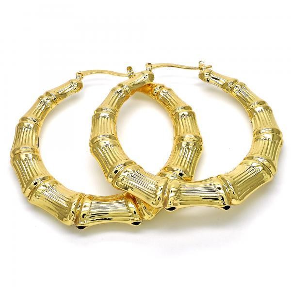 Gold Filled Large Hoop Hollow Design Golden Tone Polished Finish