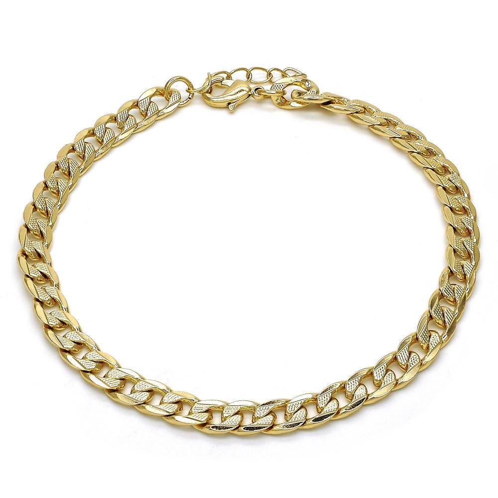Gold Filled Basic Bracelet Pave Cuban Design Polished Finish Golden Tone