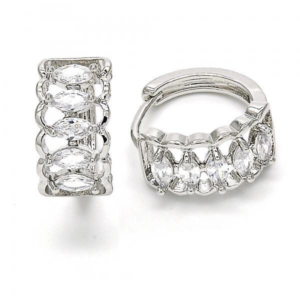 Gold Filled Rhodium Plated Huggie Hoop With Cubic Zirconia