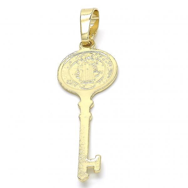 Gold Filled Fancy Pendant key and San Benito Design Polished Finish Golden Tone