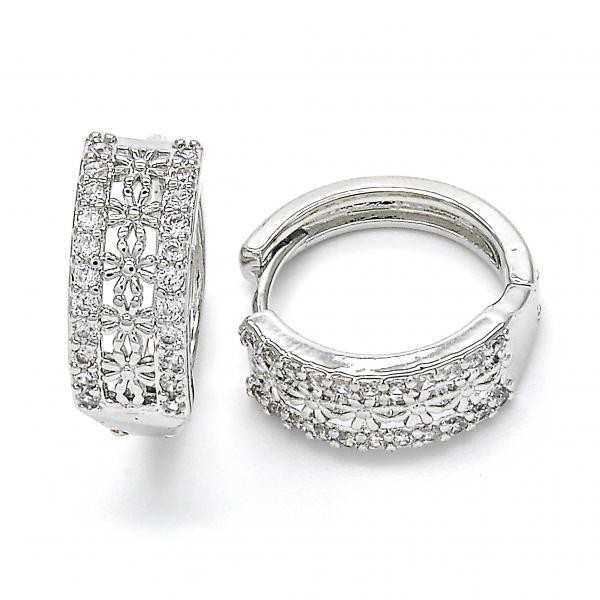 Gold Filled Rhodium Plated Huggie Hoop with Cubic Zirconia