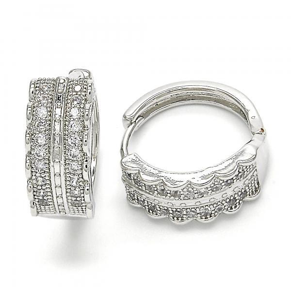Gold Filled Rhodium Plated Huggie Hoop With Cubic Zirconia