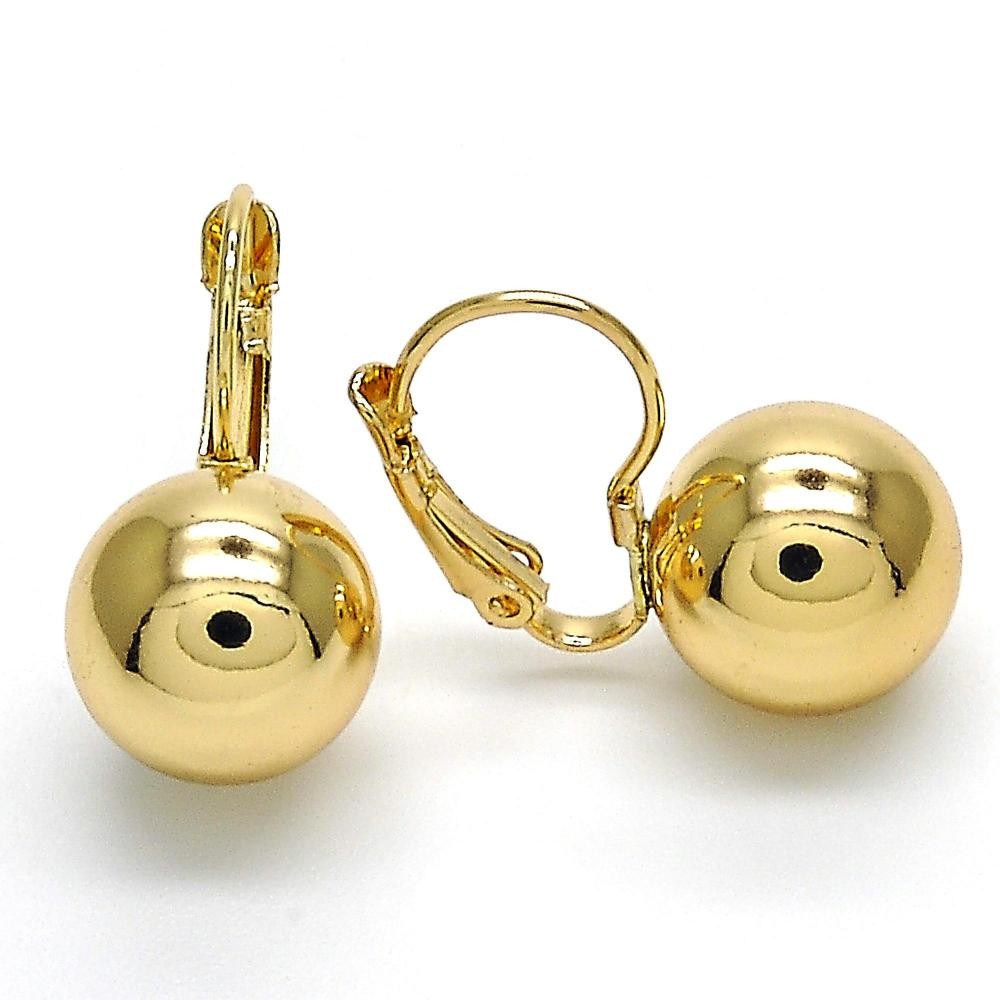 Gold Filled 20mm Leverback Ball Earrings Golden Tone