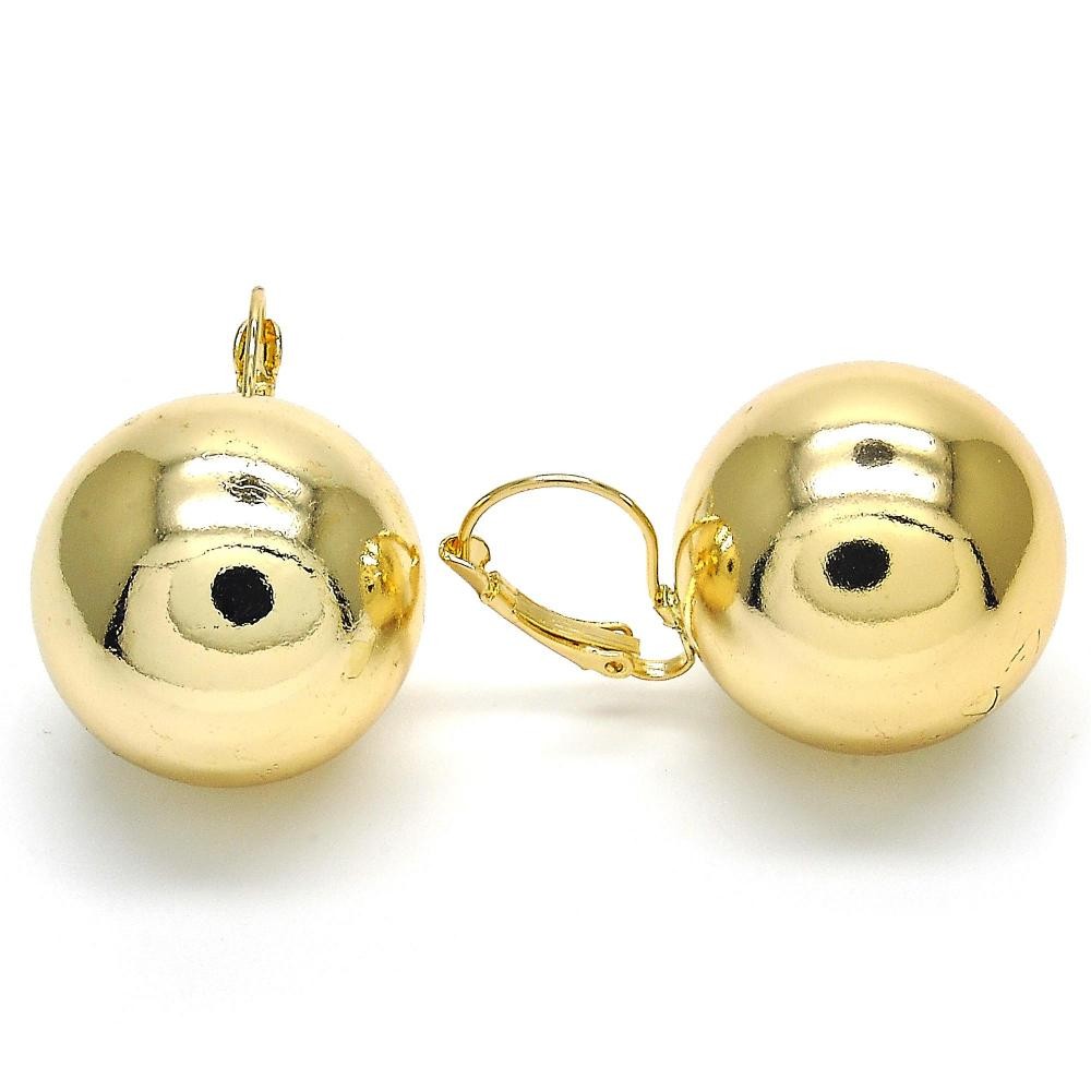Gold Filled 30mm Leverback Ball Earrings Golden Tone