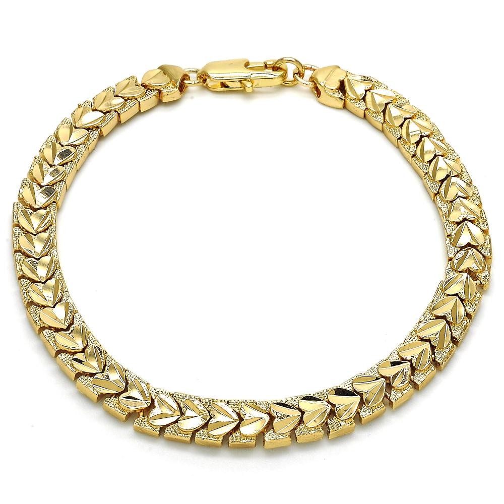 Gold Filled Fancy Bracelet Heart Design Polished Finish Golden Tone