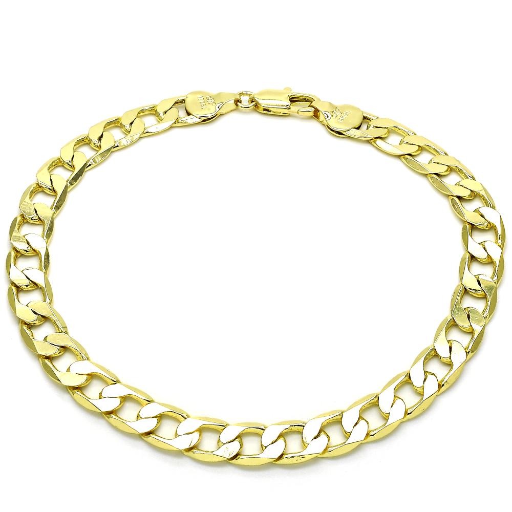 Gold Filled Anklet,Curb Design Polished Golden Finish 200 Gauge Thickness 10 Inches Length