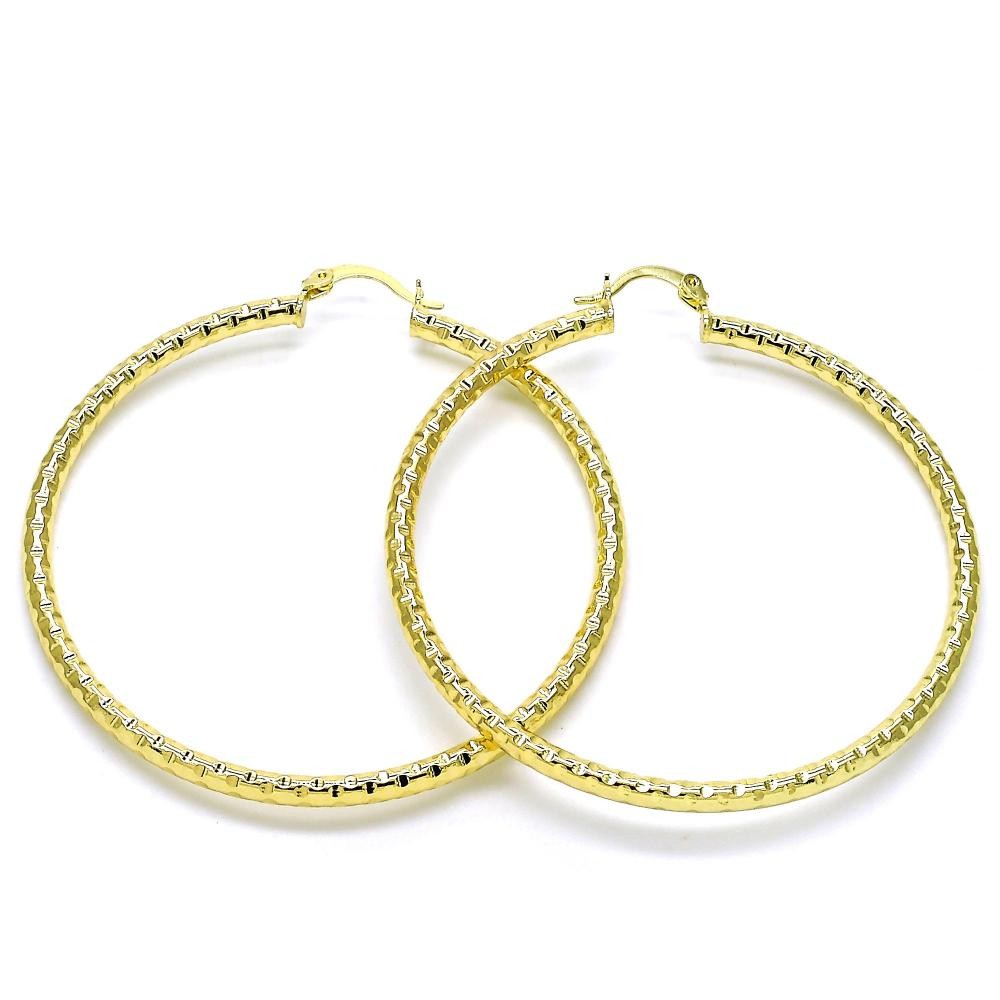 Gold Filled 60mm Medium Hoop Earrings Golden Tone