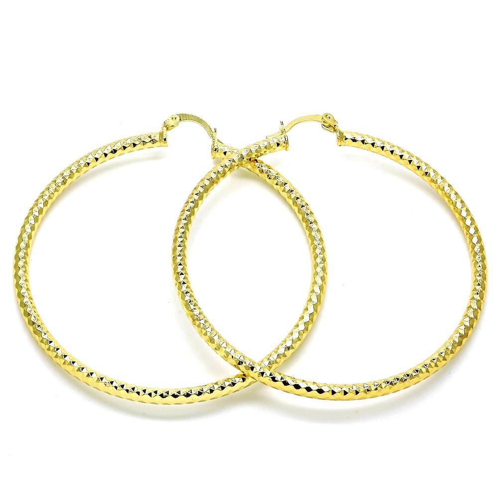 Gold Filled 60mm Medium Hoop Earrings Golden Tone
