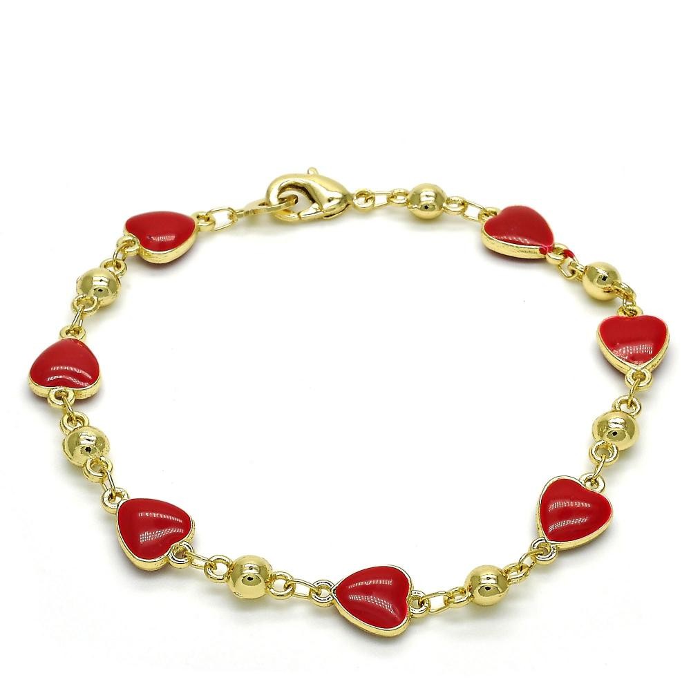 Gold Filled Fancy Bracelet Heart Design Golden Tone