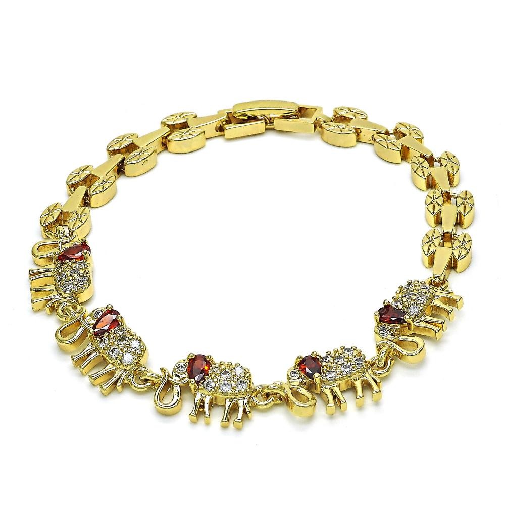 Gold Filled Fancy Bracelet Elephant Design With Cubic Zirconia Golden Tone