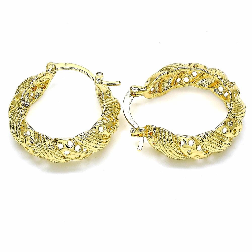 Gold Filled 30mm Medium Hoop Earrings Polished Finish Golden Tone